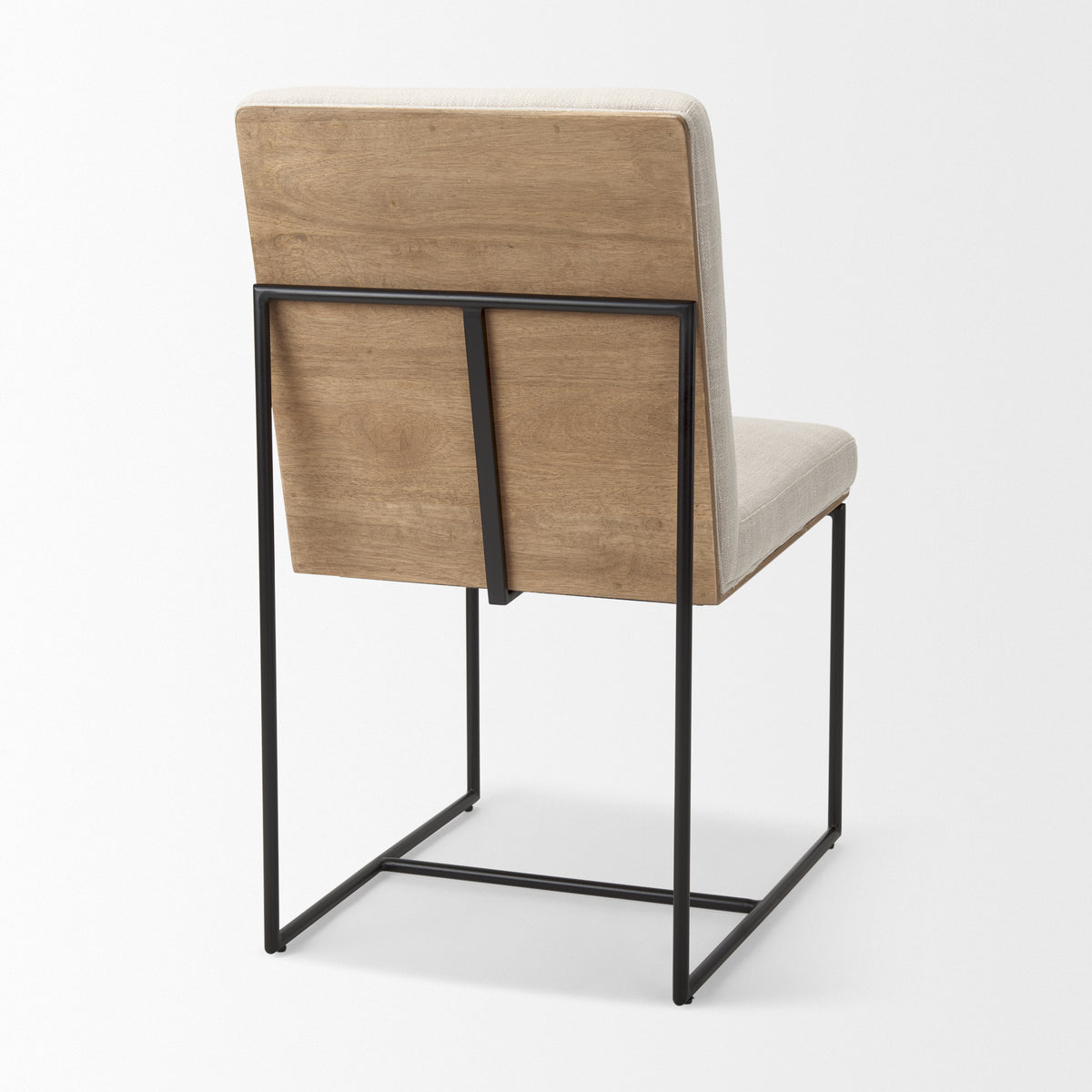 Stamford High-Back Dining Side Chair | Beige Linen w/ Black Metal-Dining Chairs-DECOROLALA