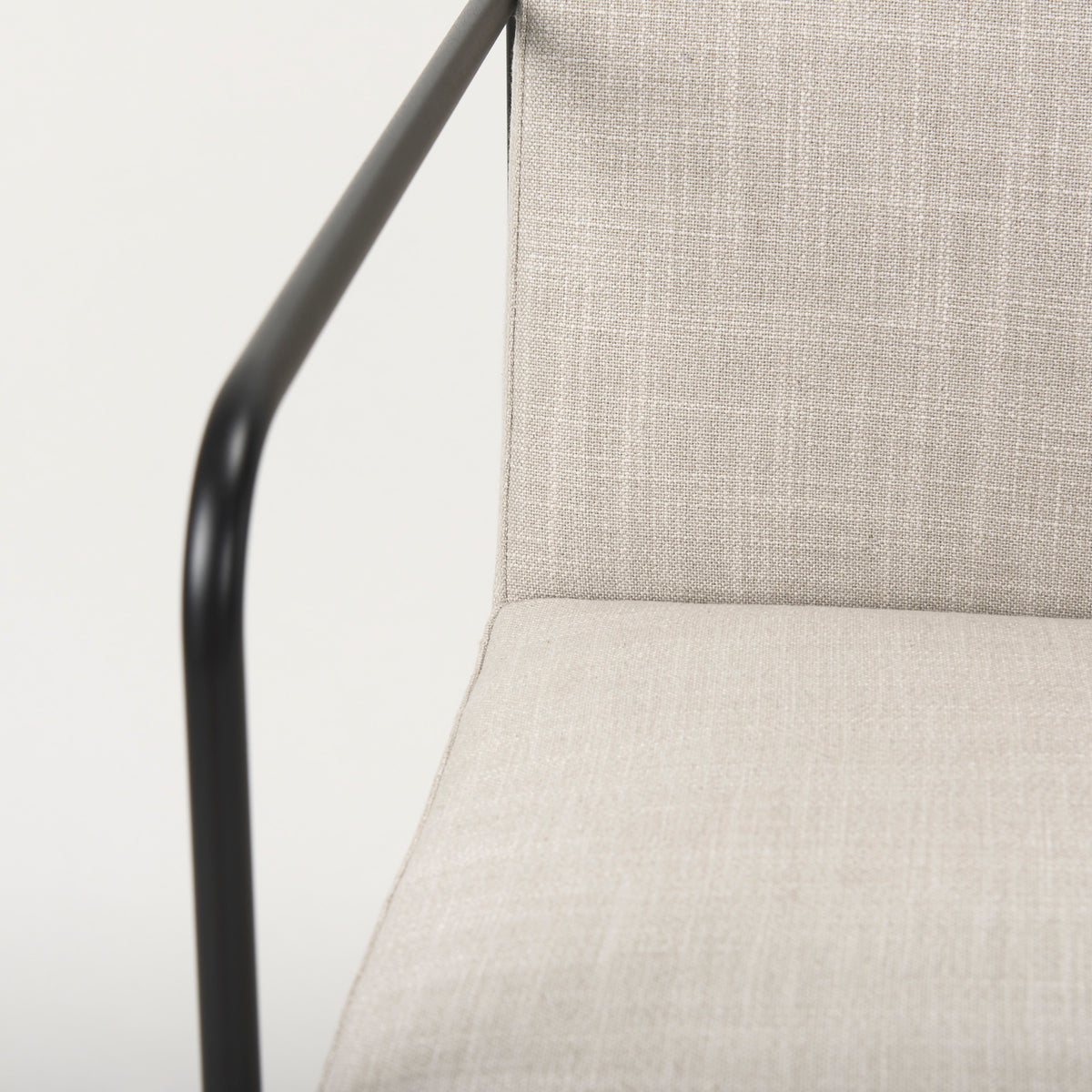 Stamford High-Back Dining Side Chair | Beige Linen w/ Black Metal-Dining Chairs-DECOROLALA