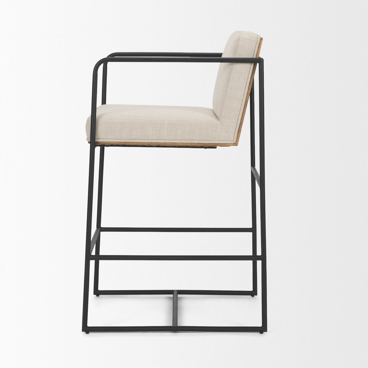 Stamford 36.5" Light Beige Upholstered Seat w/ Wood Back, Metal Frame Counter Stool-Bar Stools-DECOROLALA