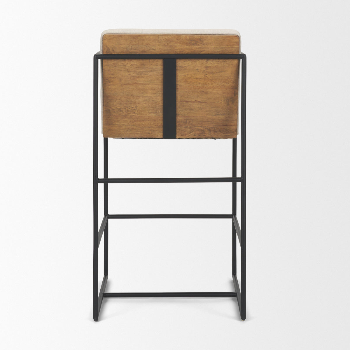 Stamford 36.5" Light Beige Upholstered Seat w/ Wood Back, Metal Frame Counter Stool-Bar Stools-DECOROLALA