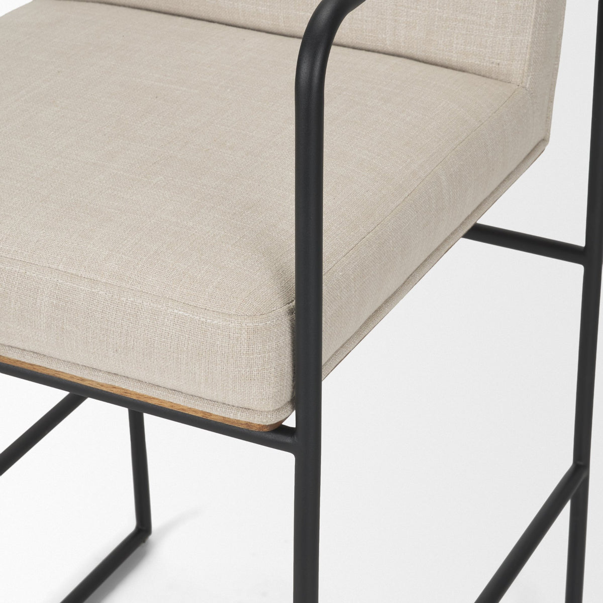 Stamford 36.5" Light Beige Upholstered Seat w/ Wood Back, Metal Frame Counter Stool-Bar Stools-DECOROLALA