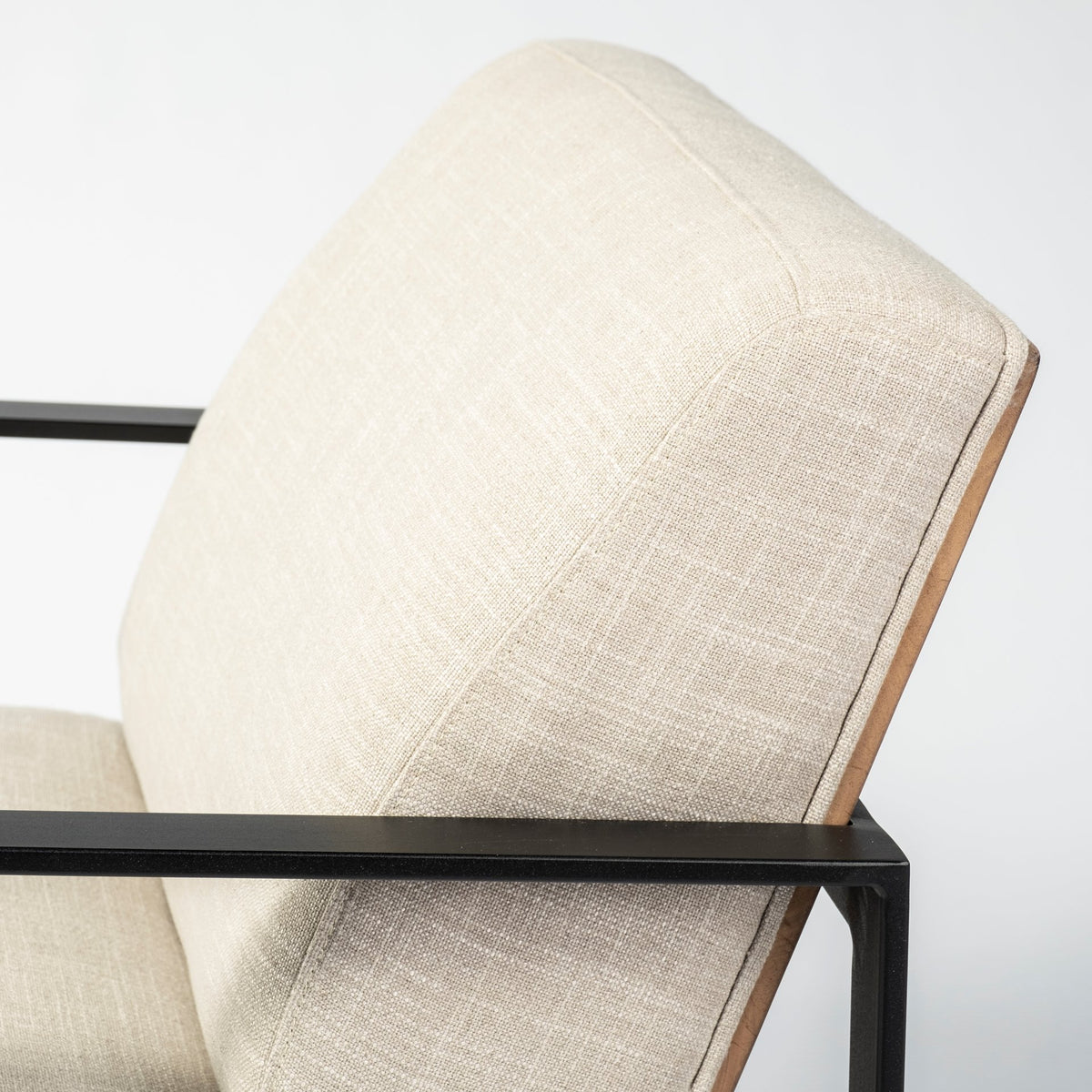 Stamford Light Beige Upholstered Seat w/ Wood Back, Metal Frame Accent Chair-Accent Chairs-DECOROLALA