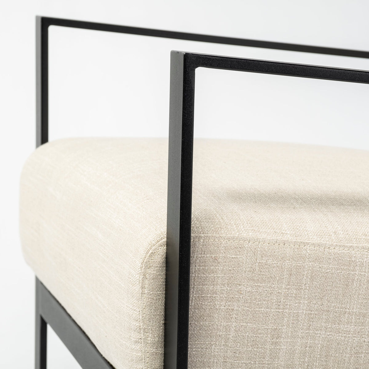 Stamford Light Beige Upholstered Seat w/ Wood Back, Metal Frame Accent Chair-Accent Chairs-DECOROLALA