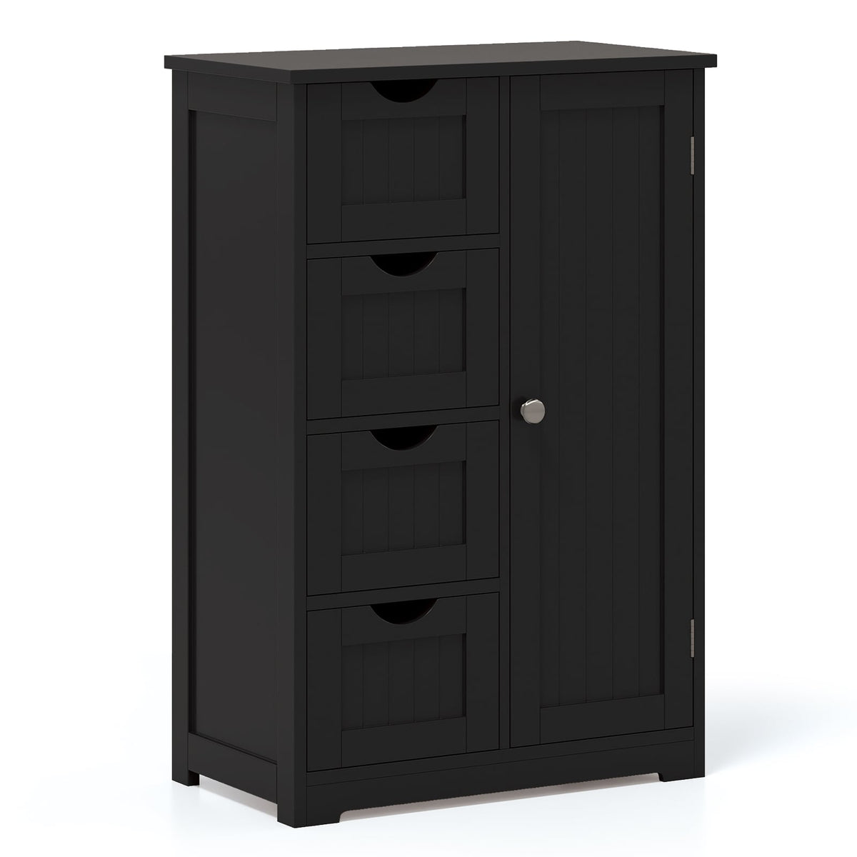 Standing Indoor Wooden Cabinet with 4 Drawers-Black-Floor Cabinets-DECOROLALA