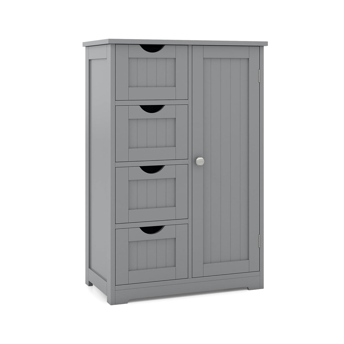 Wooden Storage Cabinet with 4 Drawers & Door - Gray 32" H-Floor Cabinets-DECOROLALA