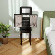 Standing Jewelry Box with 4 Drawers and 2 Side Doors-Black-Jewelry Armoires-DECOROLALA