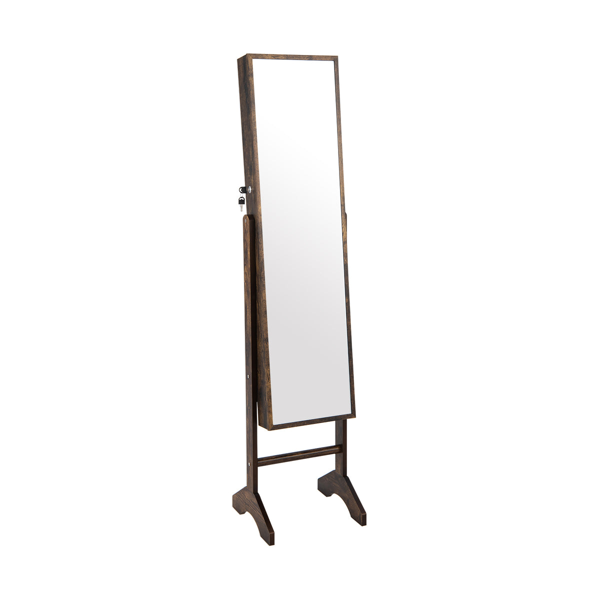 Standing Jewelry Cabinet Jewelry Armoire Cabinet with Full-Brown-Jewelry Armoires-DECOROLALA
