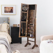 Standing Jewelry Cabinet Jewelry Armoire Cabinet with Full-Brown-Jewelry Armoires-DECOROLALA