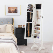 Standing Jewelry Cabinet Jewelry Armoire Cabinet with Full-White-Jewelry Armoires-DECOROLALA
