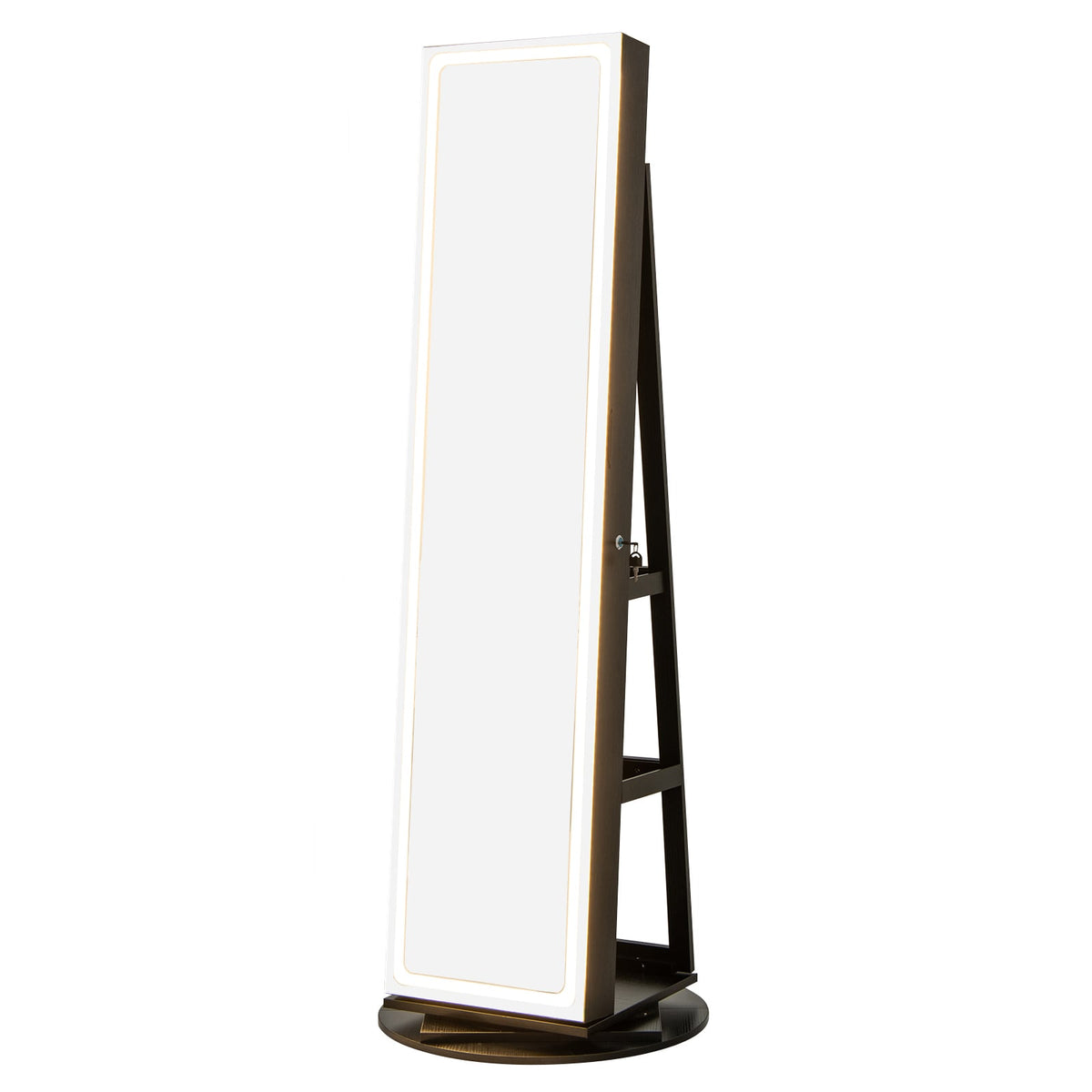 Standing Jewelry Cabinet with Adjustable LED Lights-Black-Jewelry Armoires-DECOROLALA
