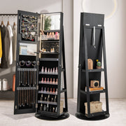 Standing Jewelry Cabinet with Adjustable LED Lights-Black-Jewelry Armoires-DECOROLALA