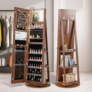 Standing Jewelry Cabinet with Adjustable LED Lights-Brown-Jewelry Armoires-DECOROLALA