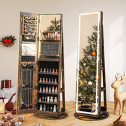 Standing Jewelry Cabinet with Adjustable LED Lights-Coffee-Jewelry Armoires-DECOROLALA