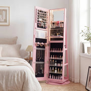 Standing Jewelry Cabinet with Adjustable LED Lights-Pink-Jewelry Armoires-DECOROLALA