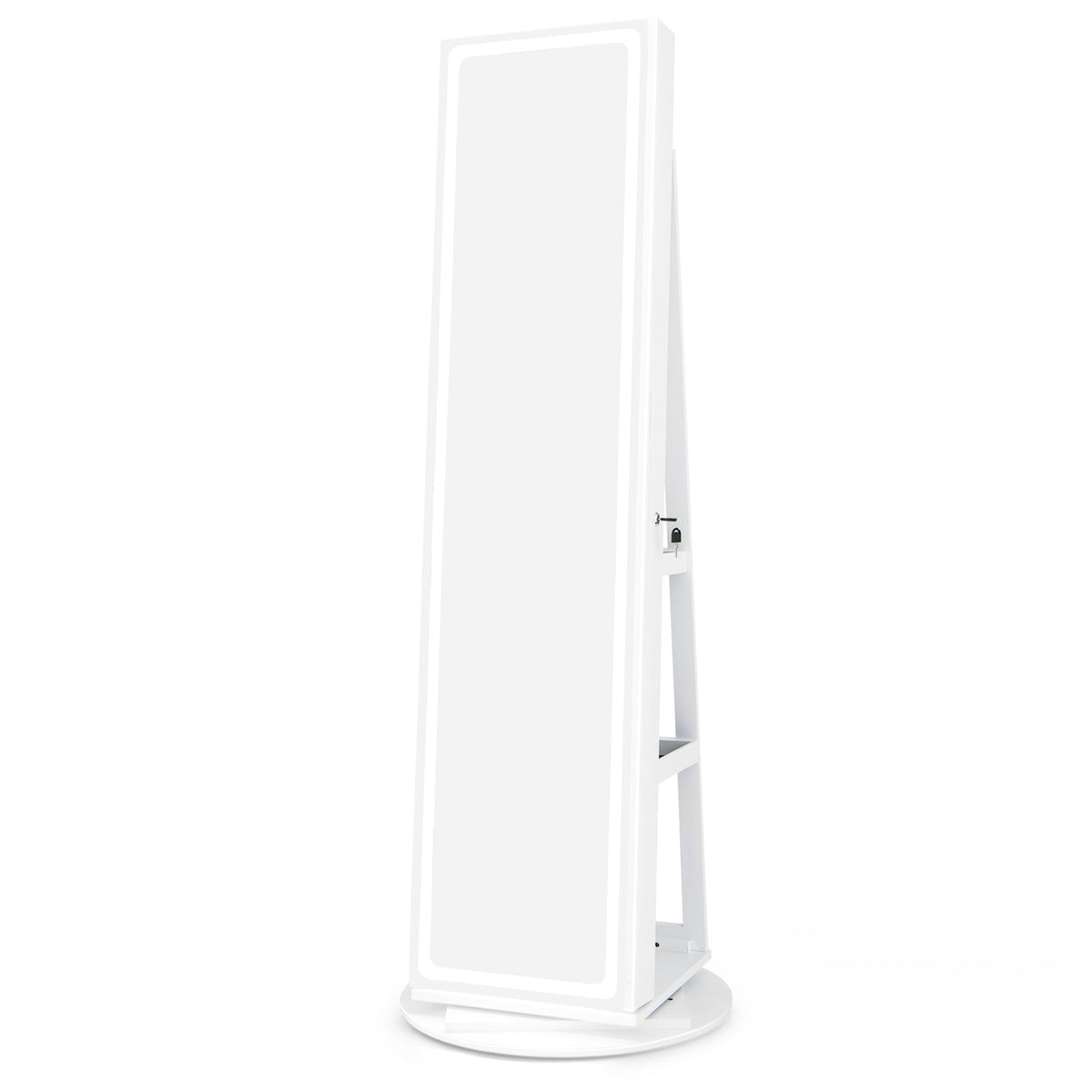 Standing Jewelry Cabinet with Adjustable LED Lights-White-Jewelry Armoires-DECOROLALA