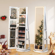 Standing Jewelry Cabinet with Adjustable LED Lights-White-Jewelry Armoires-DECOROLALA