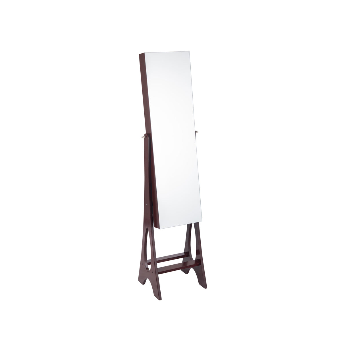 Standing Mirror Jewelry Cabinet-Brown-Jewelry Armoires-DECOROLALA