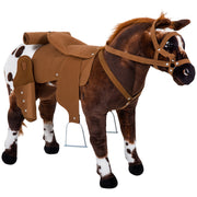 Standing Plush Ride-On Horse Toy - Brown, Ages 3-8-Toys & Games > Baby & Toddler Toys > Riding & Rocking Toys > Rocking Horses-DECOROLALA