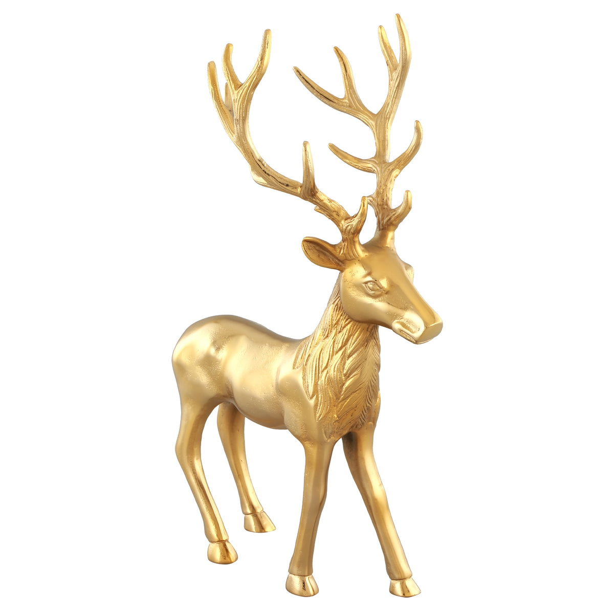 Standing Reindeer Statue Aluminum Deer Sculpture for Indoors Christmas Decor-Golden-Christmas Decorations & Accessories-DECOROLALA
