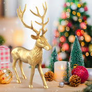 Standing Reindeer Statue Aluminum Deer Sculpture for Indoors Christmas Decor-Golden-Christmas Decorations & Accessories-DECOROLALA