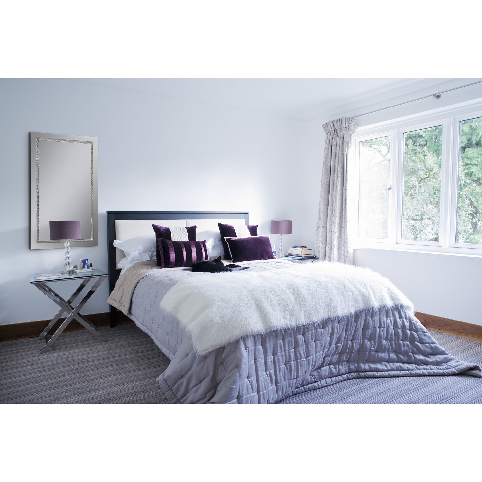 Stanton 24" Tall Rectangle Wall Mirror, Grey-Mirror-DECOROLALA