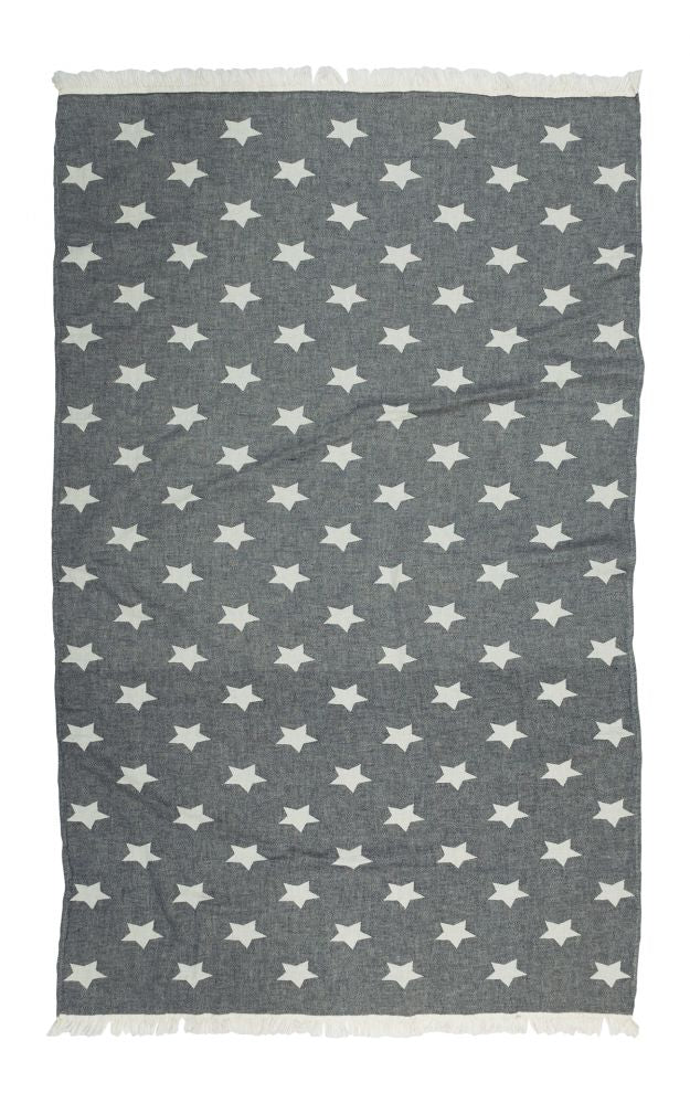Star Black Turkish Towel 40x70" Cotton-Turkish Towel-DECOROLALA