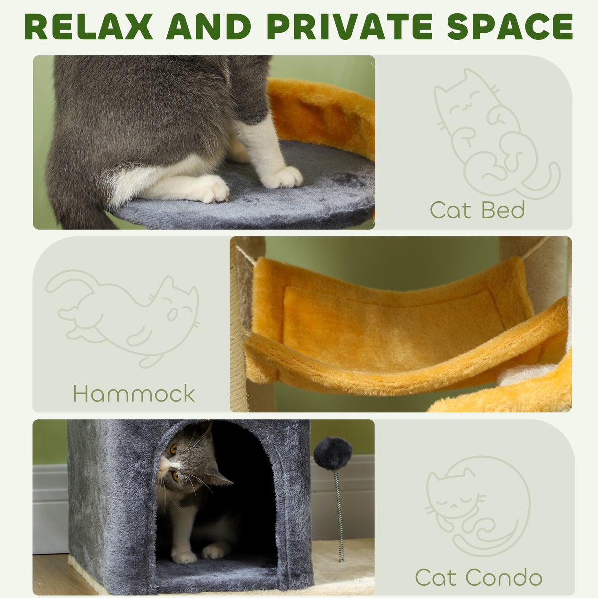 Star and Moon Cat Tree - 63" Beige Activity Center with Condo-Cats-DECOROLALA