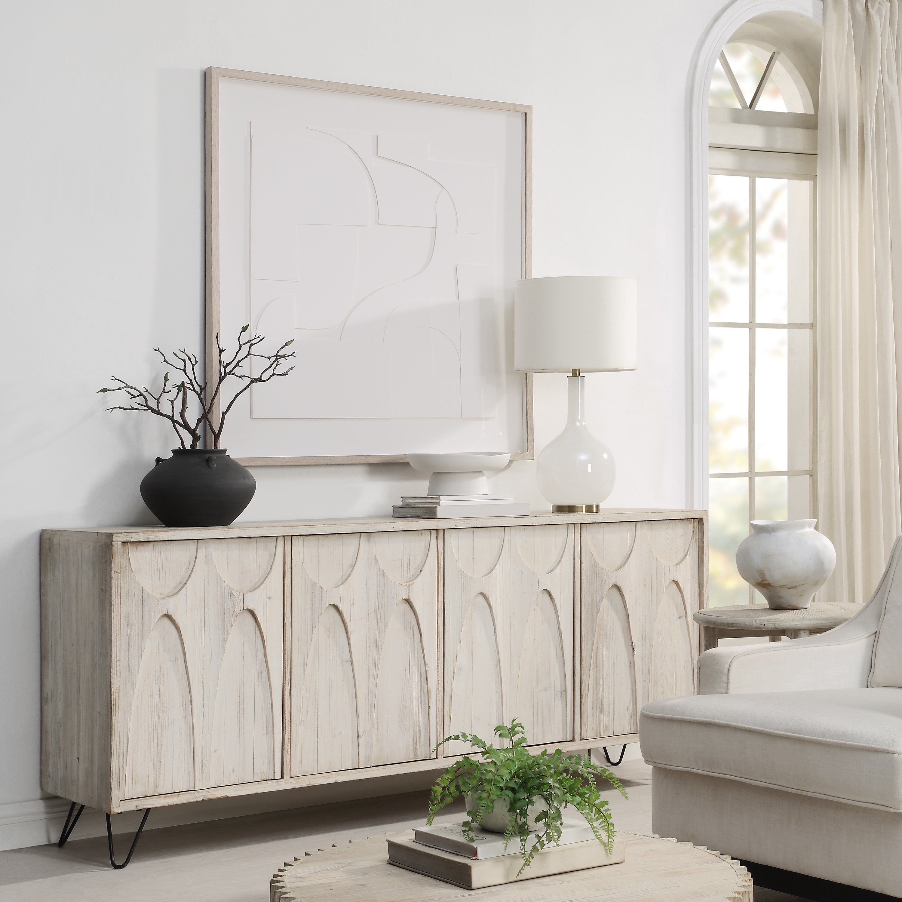 Stardust 48" Wide Wall Art, Matte White-Wall Art-DECOROLALA