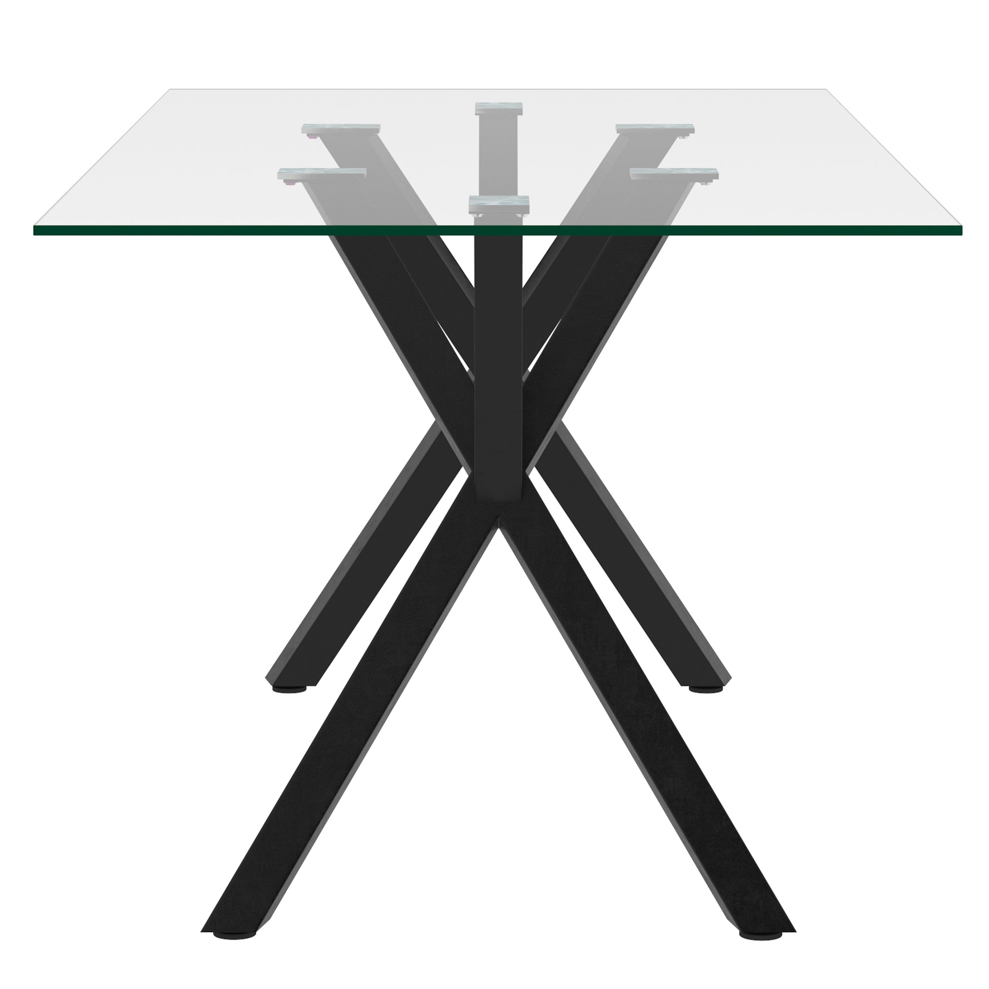 Stark Archer 7-Piece Dining Set - Clear Glass and Black Fabric-DECOROLALA