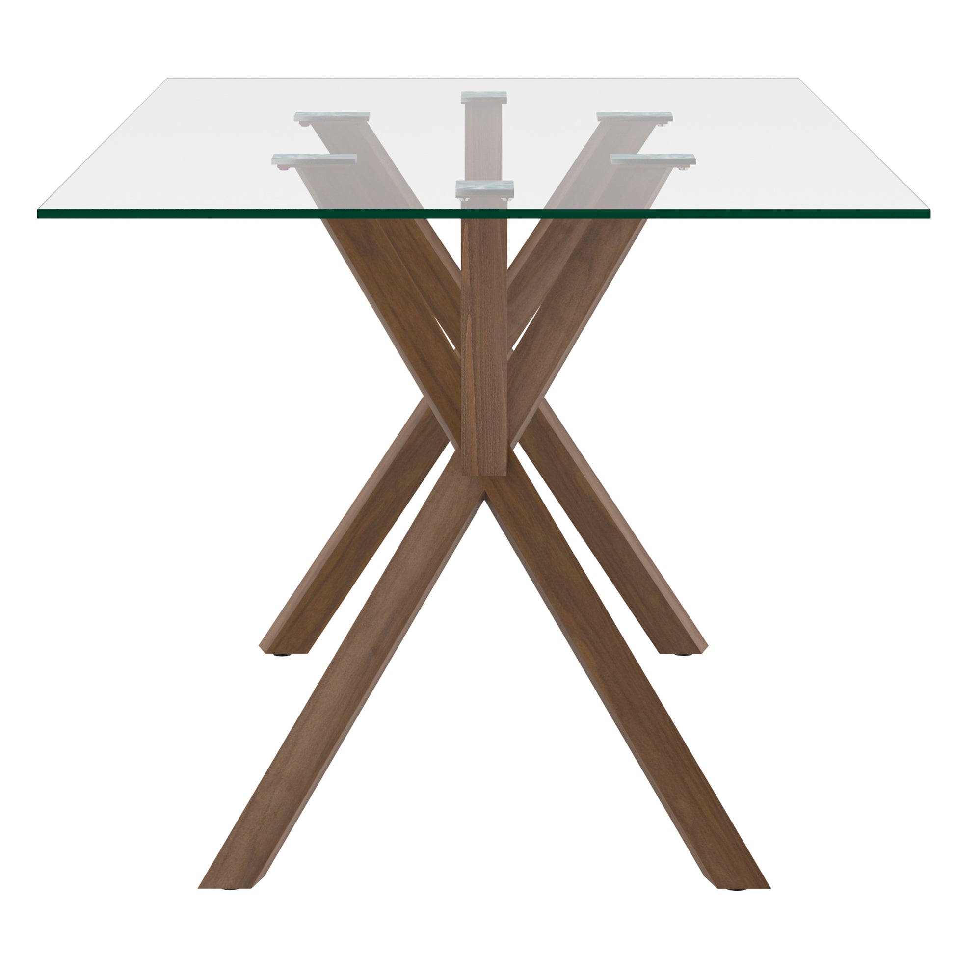Stark Cora 7-Piece Dining Set - Clear Glass and Walnut Finish-DECOROLALA