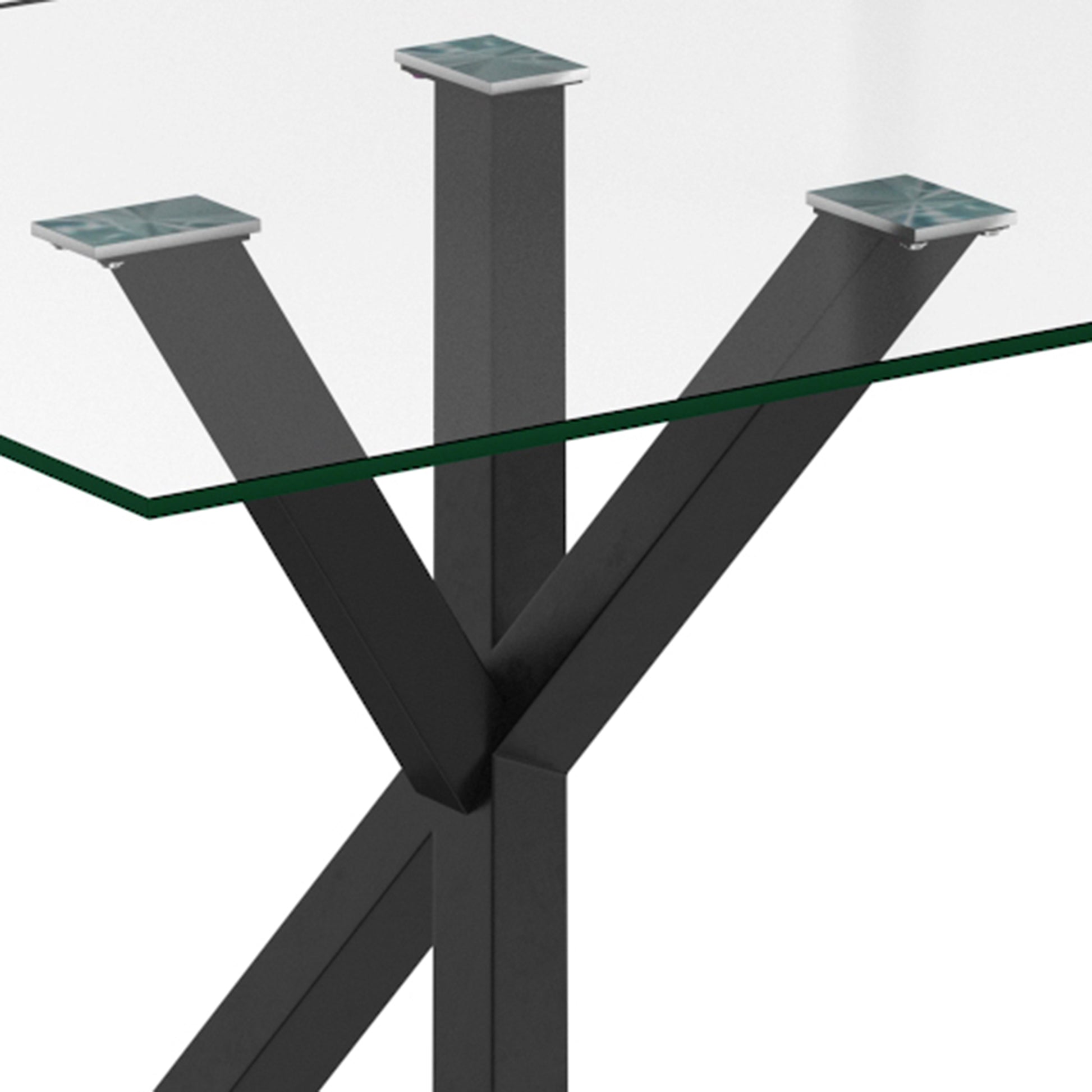 Stark Dining Table - Black Metal with Tempered Glass Top-DECOROLALA