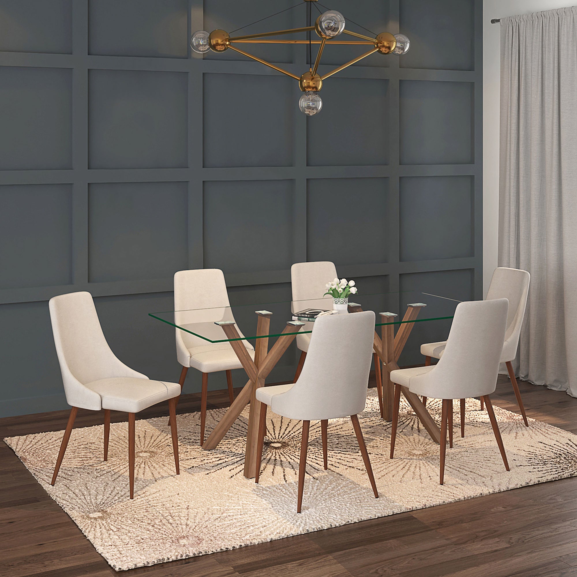 Stark Dining Table - Clear Glass and Chrome Geometric Base-DECOROLALA