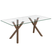 Stark Dining Table - Clear Glass and Chrome Geometric Base-DECOROLALA