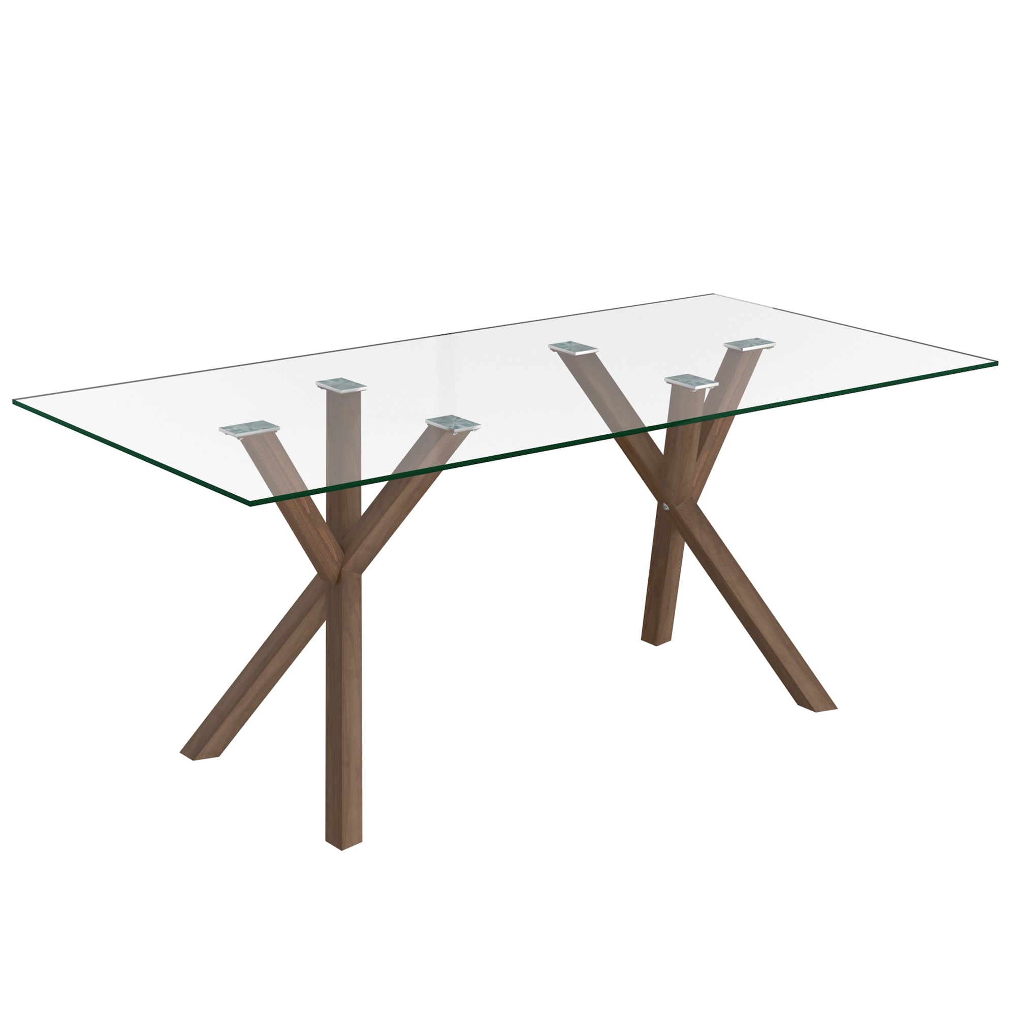 Stark Dining Table - Clear Glass and Chrome Geometric Base-DECOROLALA