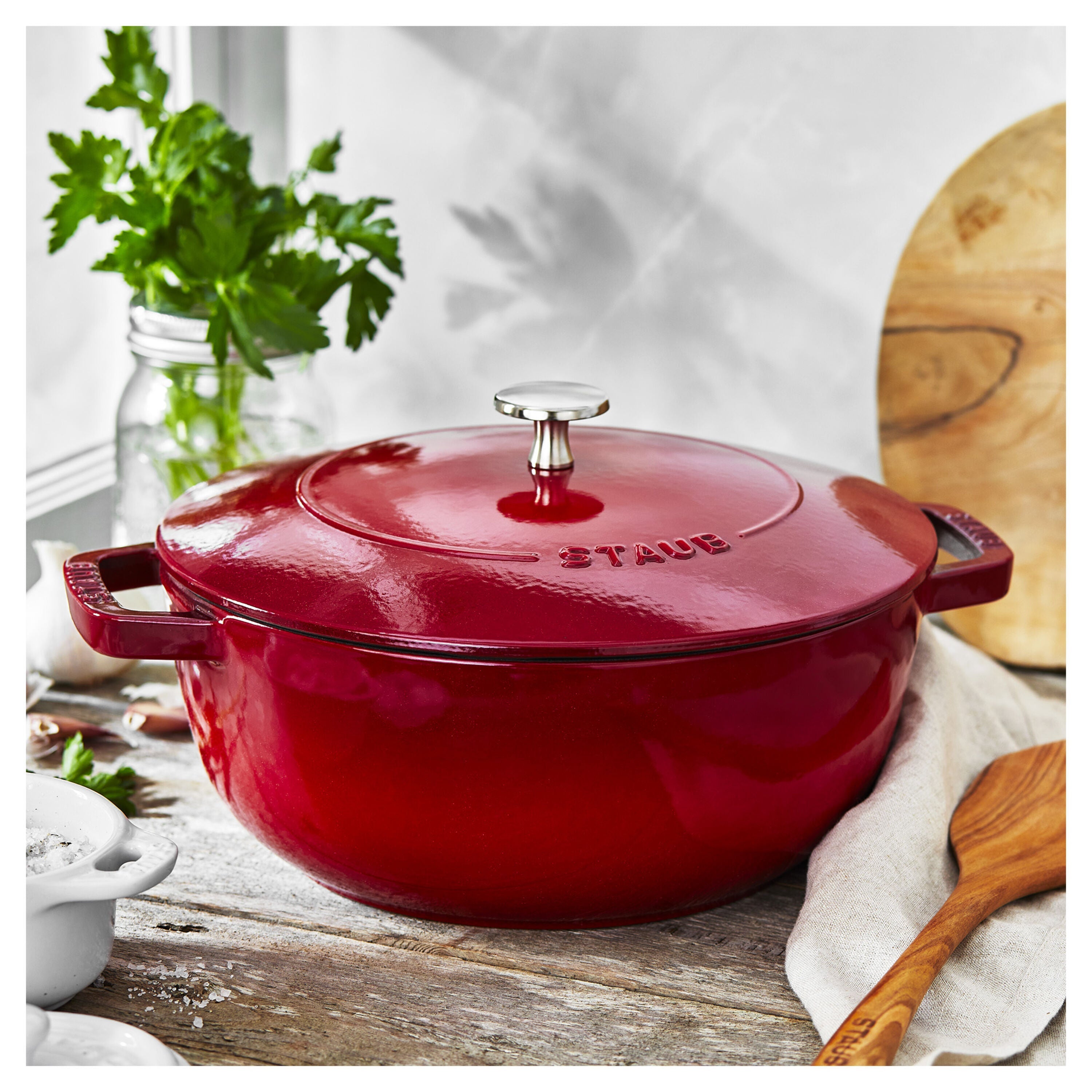 Staub La Cocotte 4.8 L Cast Iron Round French Oven, Cherry-Cookware-DECOROLALA