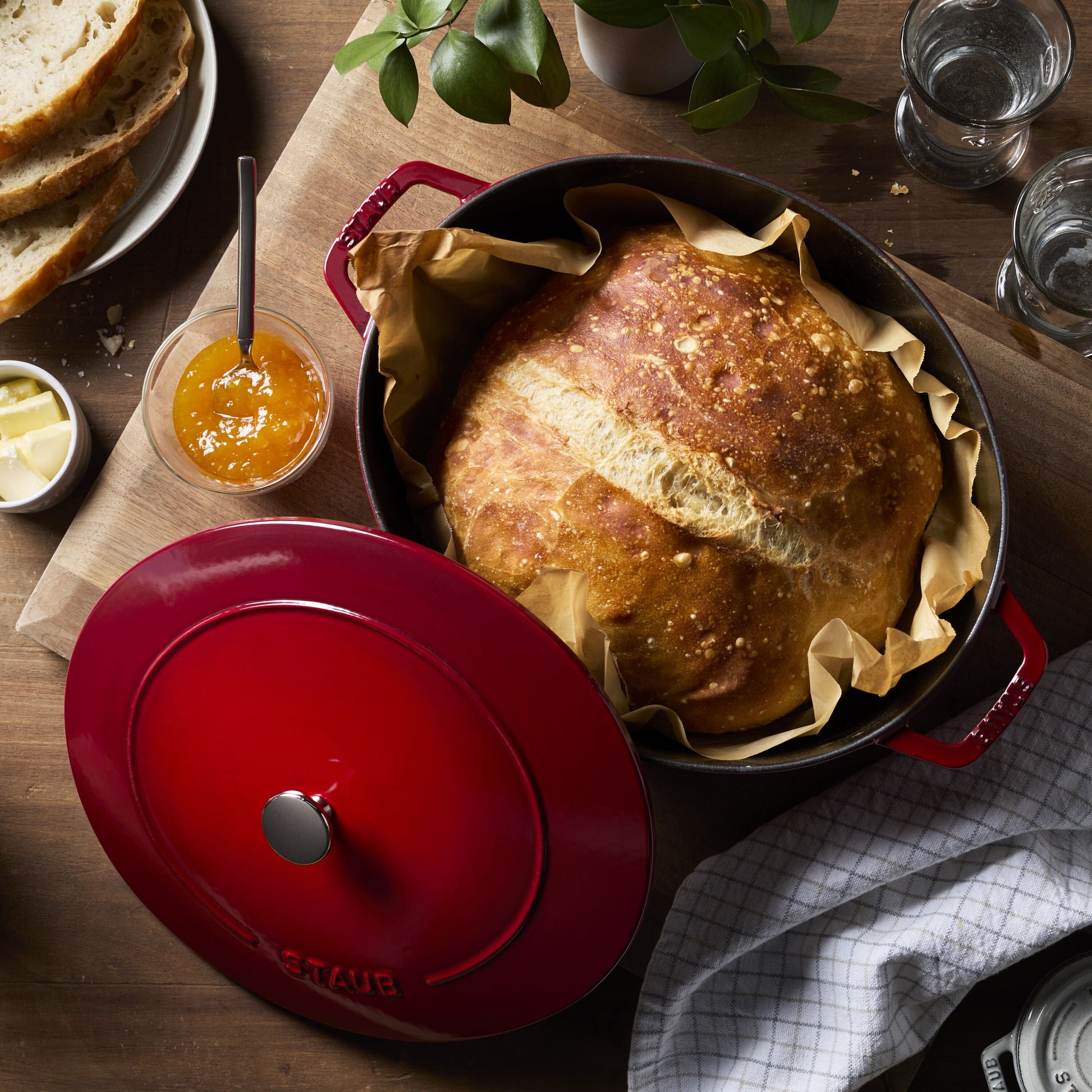 Staub La Cocotte 6 L Cast Iron Oval Wide Oval Dutch Oven, Cherry-Cookware-DECOROLALA