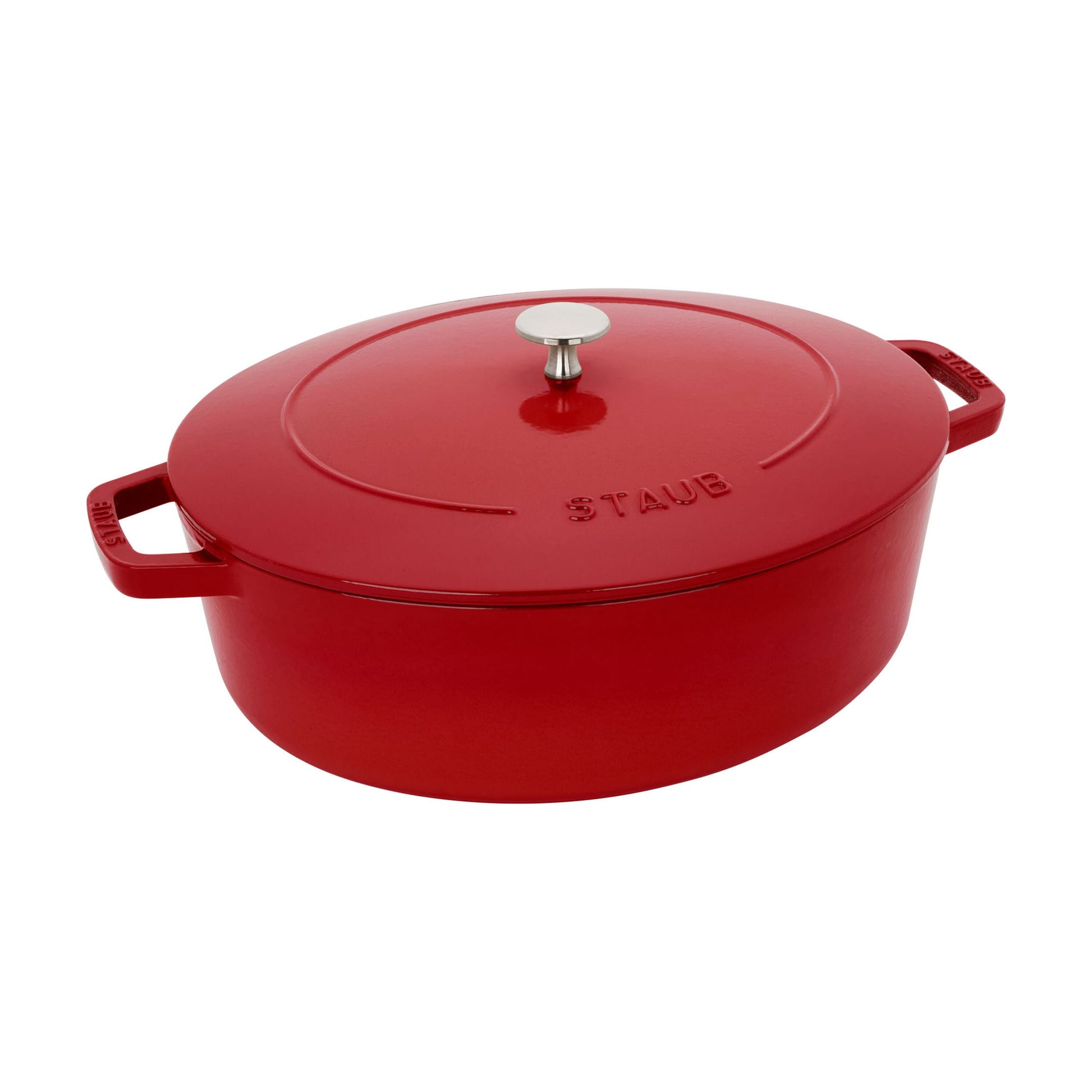 Staub La Cocotte 6 L Cast Iron Oval Wide Oval Dutch Oven, Cherry-Cookware-DECOROLALA