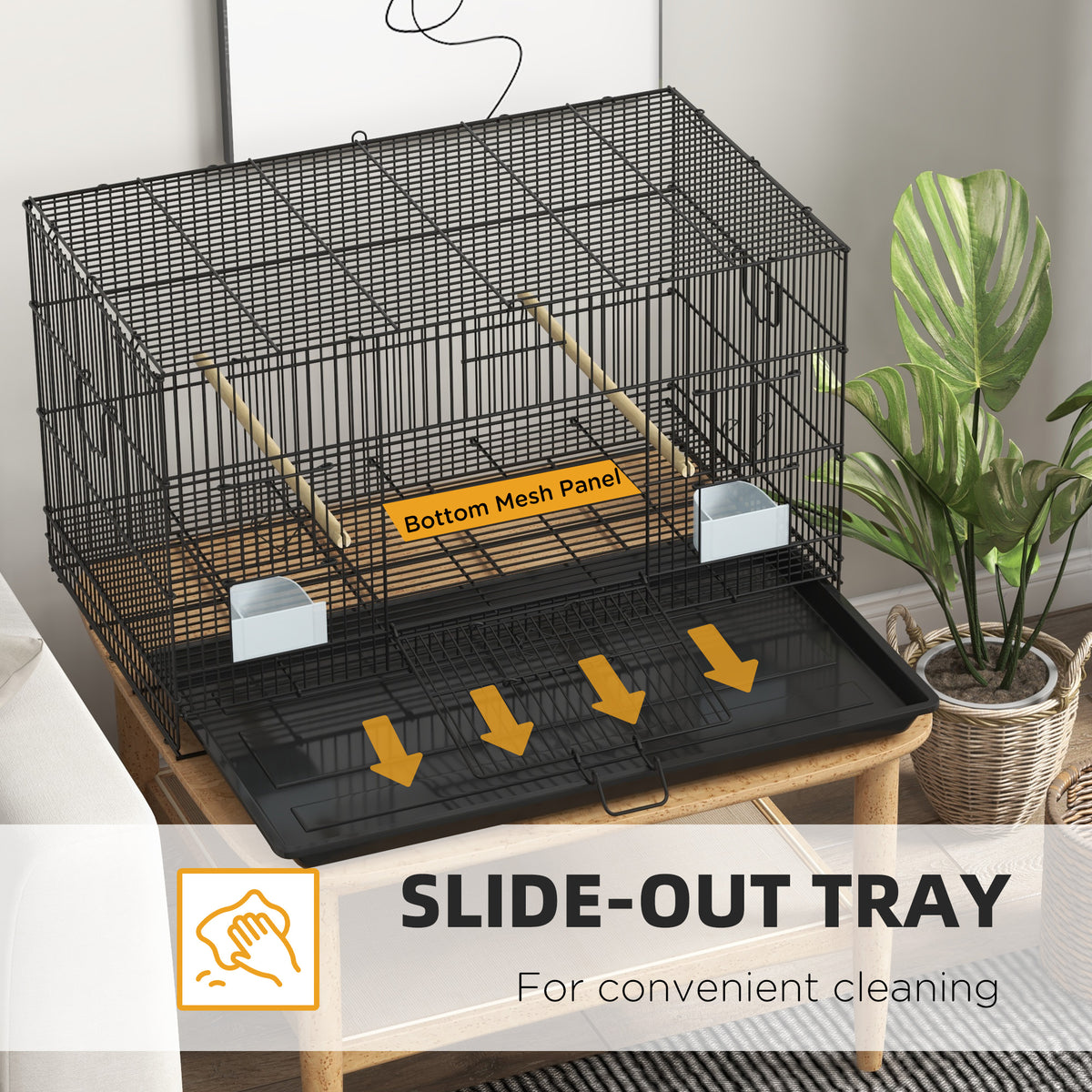 Steel Bird Cage for Budgies and Finches - Black 30"L x 18"W-Birds-DECOROLALA