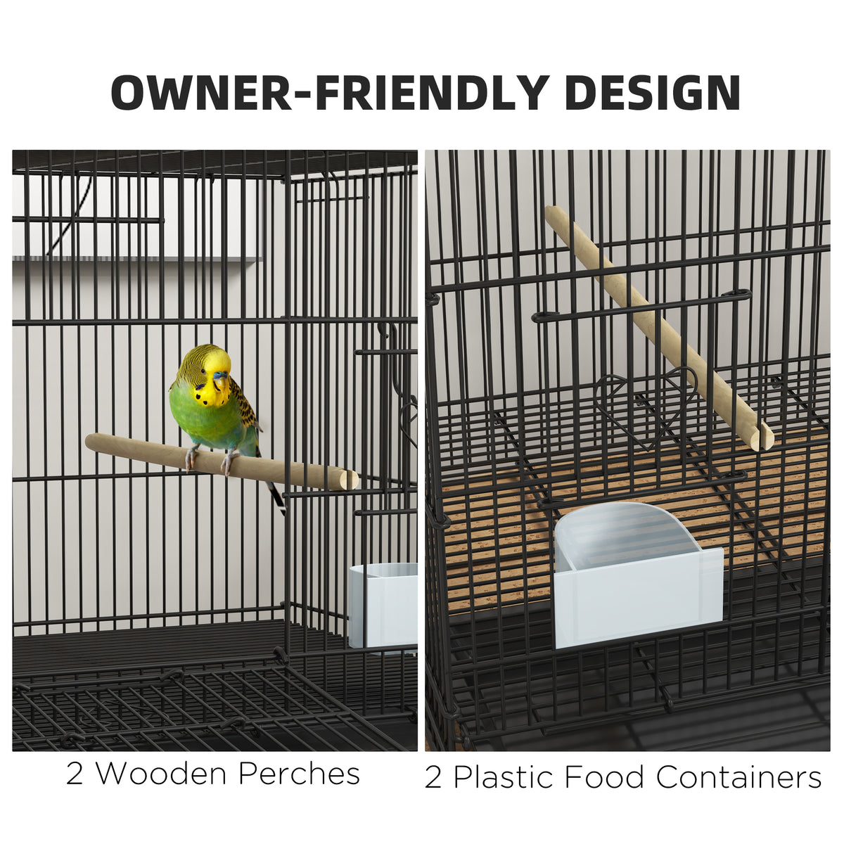 Steel Bird Cage for Budgies and Finches - Black 30"L x 18"W-Birds-DECOROLALA