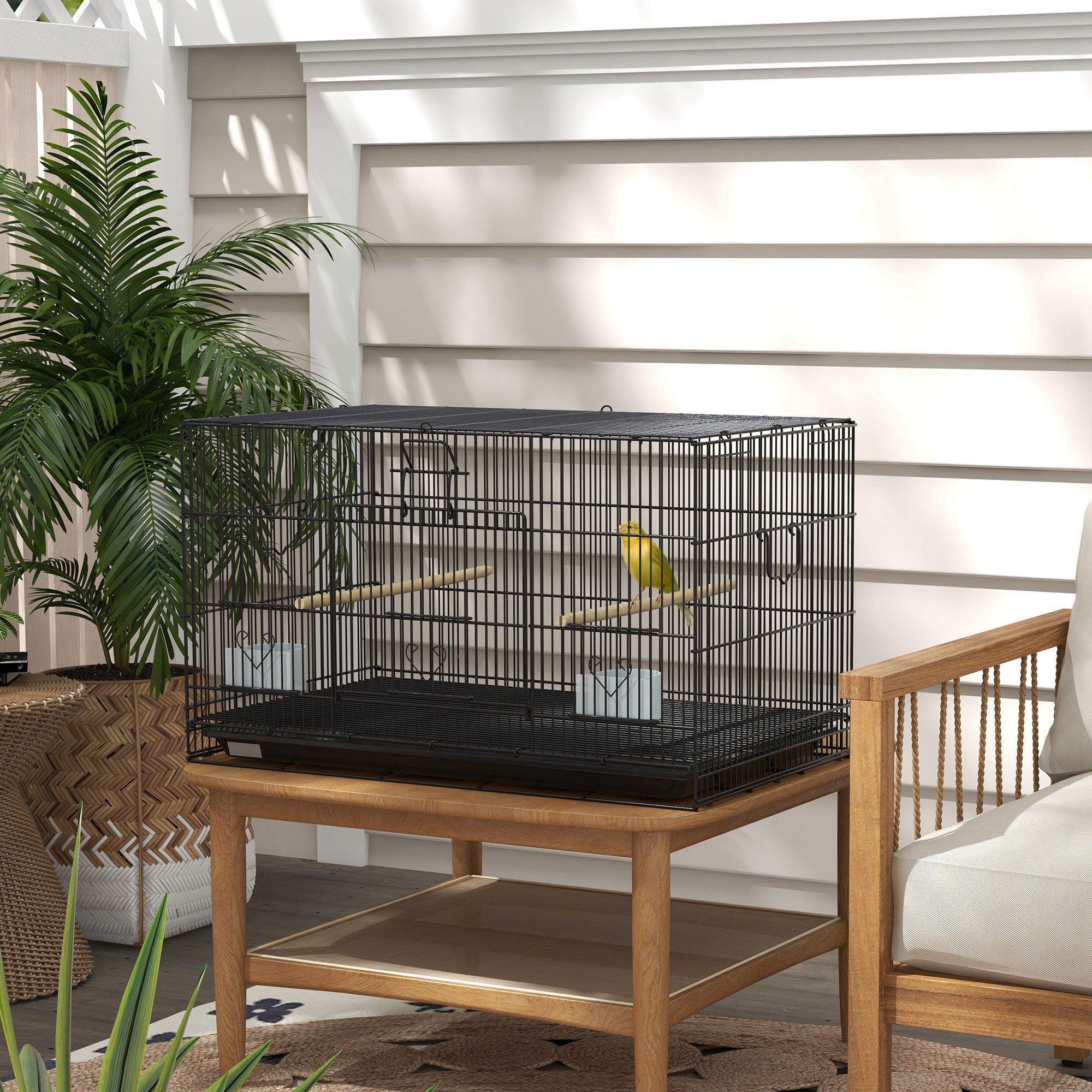 Steel Bird Cage for Budgies and Finches - Black 30"L x 18"W-Birds-DECOROLALA