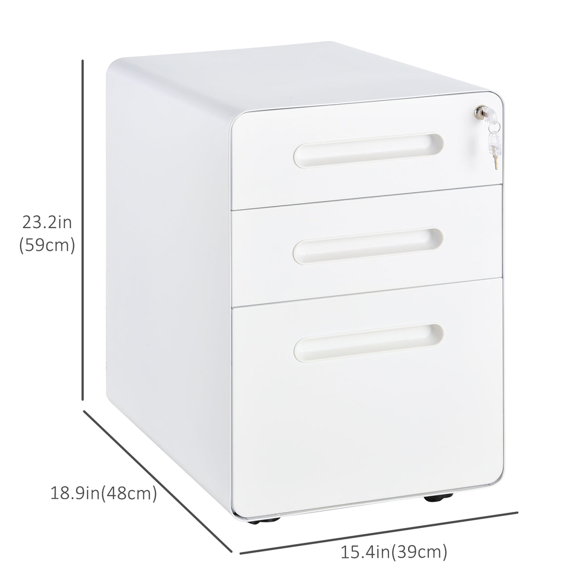 Steel File Cabinet - Lockable, 3-Drawer White-File Cabinets-DECOROLALA
