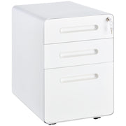 Steel File Cabinet - Lockable, 3-Drawer White-DECOROLALA