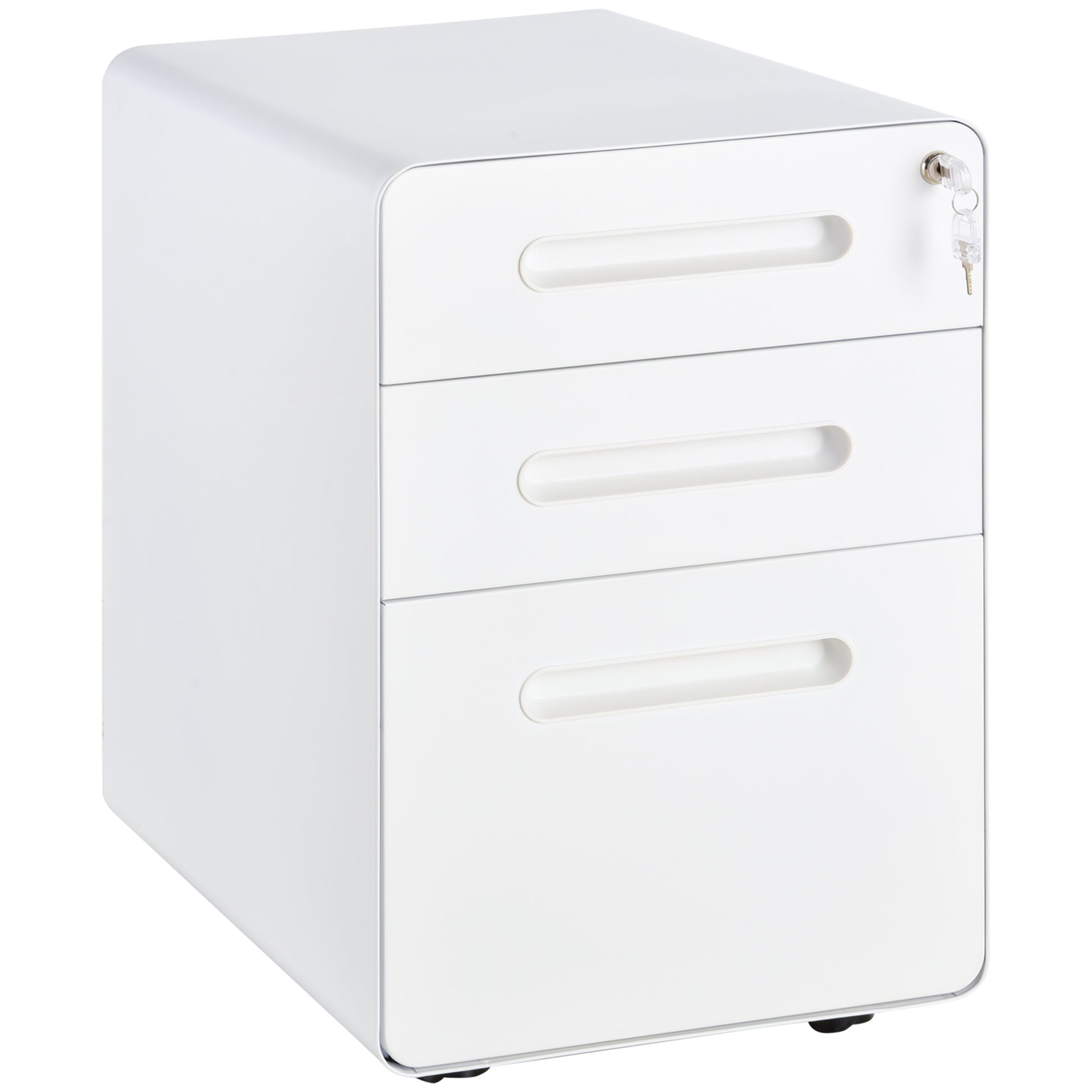 Steel File Cabinet - Lockable, 3-Drawer White-DECOROLALA
