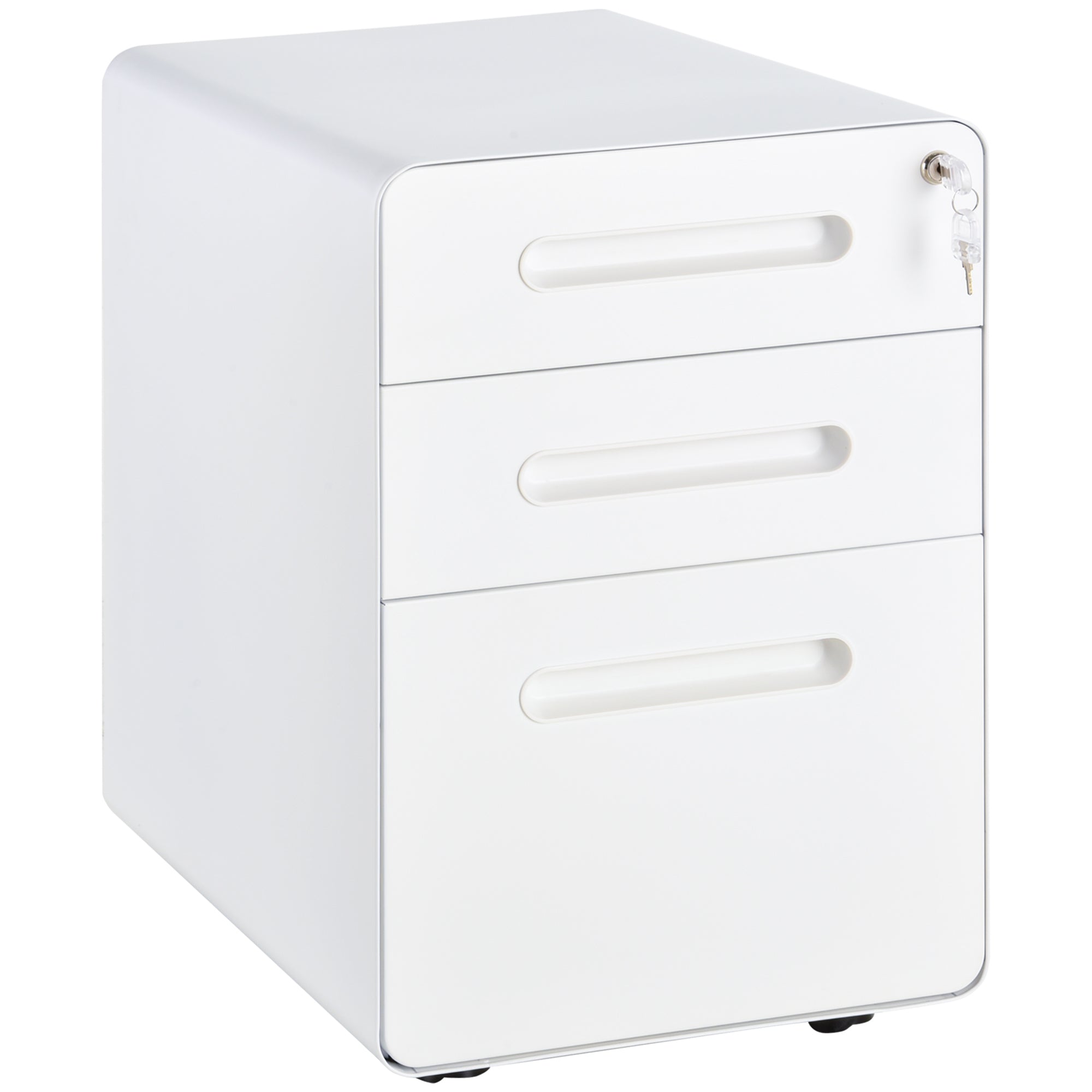 Steel File Cabinet - Lockable, 3-Drawer White-DECOROLALA