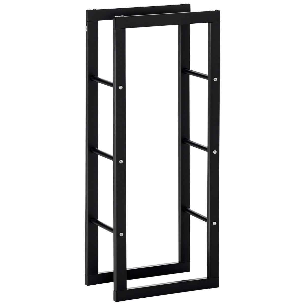 Steel Firewood Rack - Black 39" Log Holder 220 lbs Capacity-Home Furnishings > Home Décor > Fireplaces & Accessories > Firewood Racks-DECOROLALA