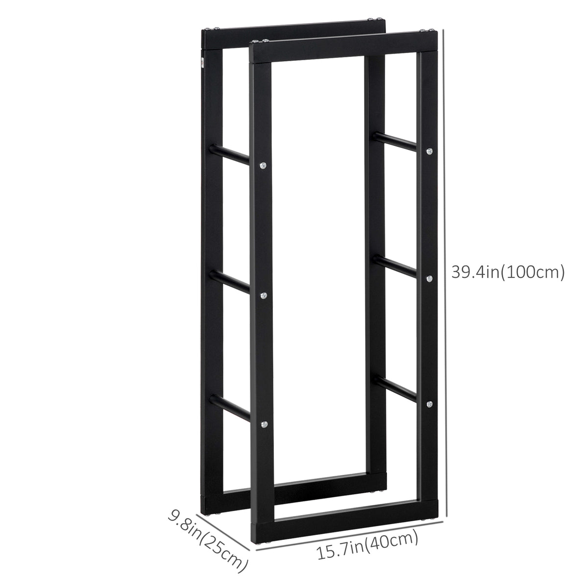 Steel Firewood Rack - Black 39" Log Holder 220 lbs Capacity-Home Furnishings > Home Décor > Fireplaces & Accessories > Firewood Racks-DECOROLALA