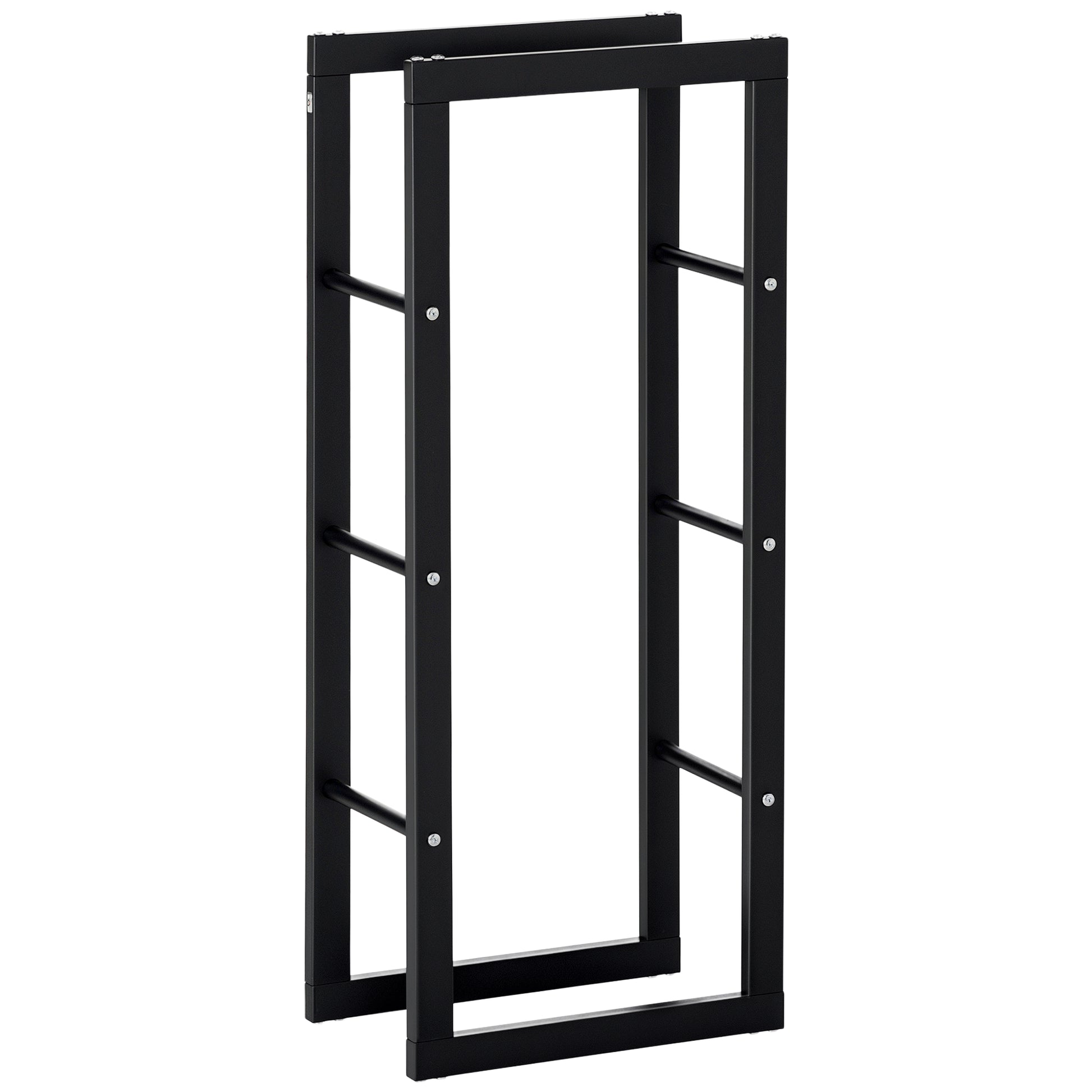 Steel Firewood Rack - Black 39" Log Holder 220 lbs Capacity-Home Furnishings > Home Décor > Fireplaces & Accessories > Firewood Racks-DECOROLALA