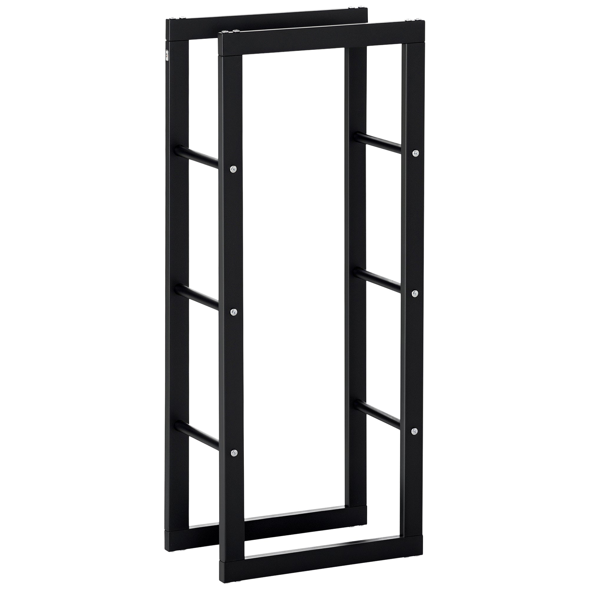 Steel Firewood Rack - Black 39" Log Holder 220 lbs Capacity-Home Furnishings > Home Décor > Fireplaces & Accessories > Firewood Racks-DECOROLALA