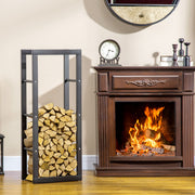 Steel Firewood Rack - Black 39" Log Holder 220 lbs Capacity-Home Furnishings > Home Décor > Fireplaces & Accessories > Firewood Racks-DECOROLALA