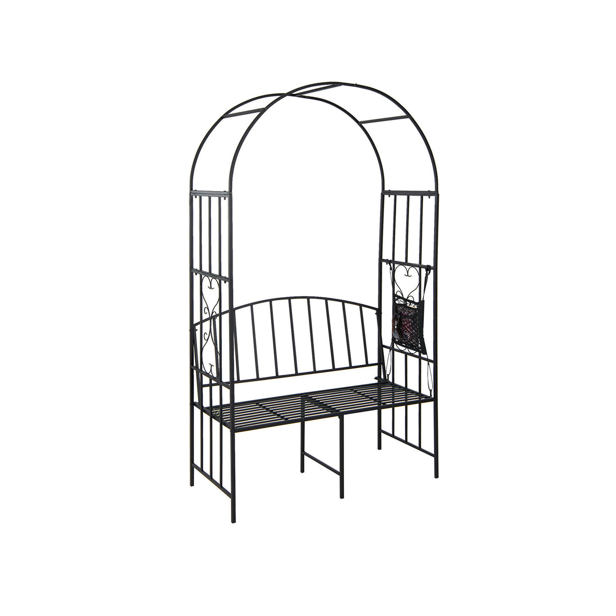 Steel Garden Arch with 2-Seat Bench-Garden Arbors-DECOROLALA
